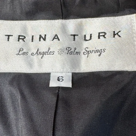 Trina Turk Pink Black Floral Blazer Womens 6 Bell Sleeve Button Career Cocktails - Picture 3 of 12